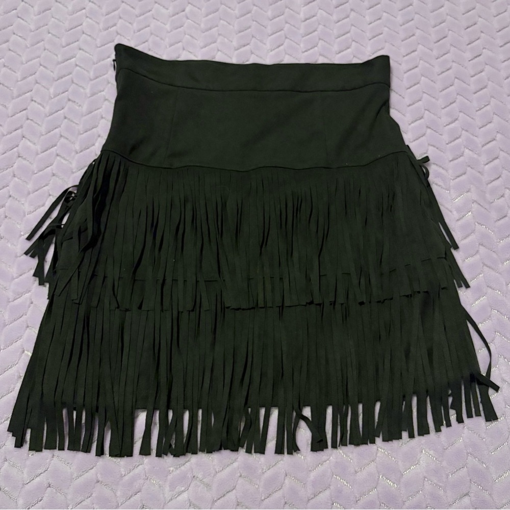 Altar'd State Black Fringe Midi Skirt - Picture 2 of 3